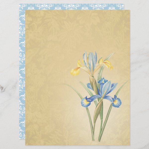 Vintage Blue Iris Scrapbook Paper - Marple Hall