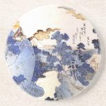 Vintage Blue Japanese Art Coaster at Zazzle