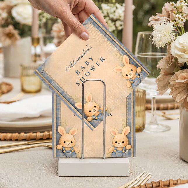 Vintage Blue Jeans Bunny Nursery  Baby Shower Napkins (Creator Uploaded)