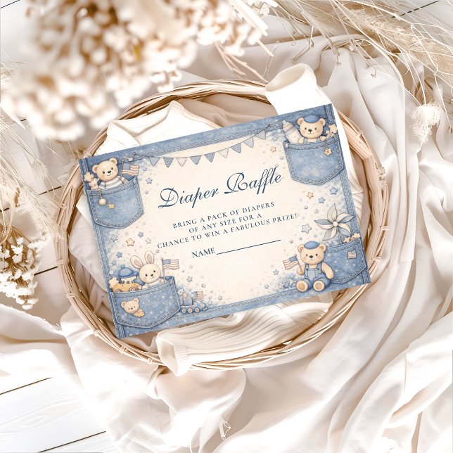 Vintage Blue Jeans Pocket Friends Diapper Raffle Enclosure Card (Creator Uploaded)