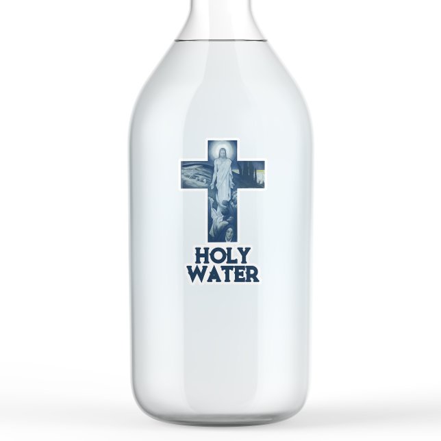 Vintage Blue Jesus Cross Christianity Holy Water Sticker (Creator Uploaded)