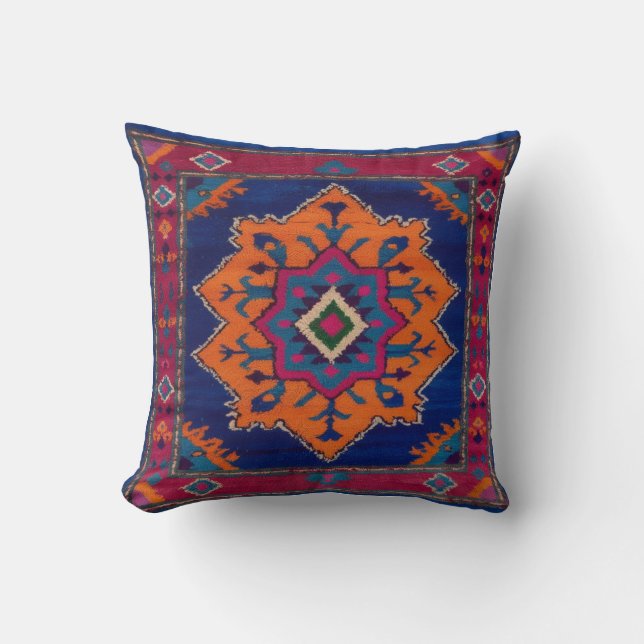Vintage Blue Kilim Throw Pillows: Timeless Eleganc Pillow (Front)