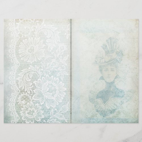 Vintage Blue Lace Journal Page