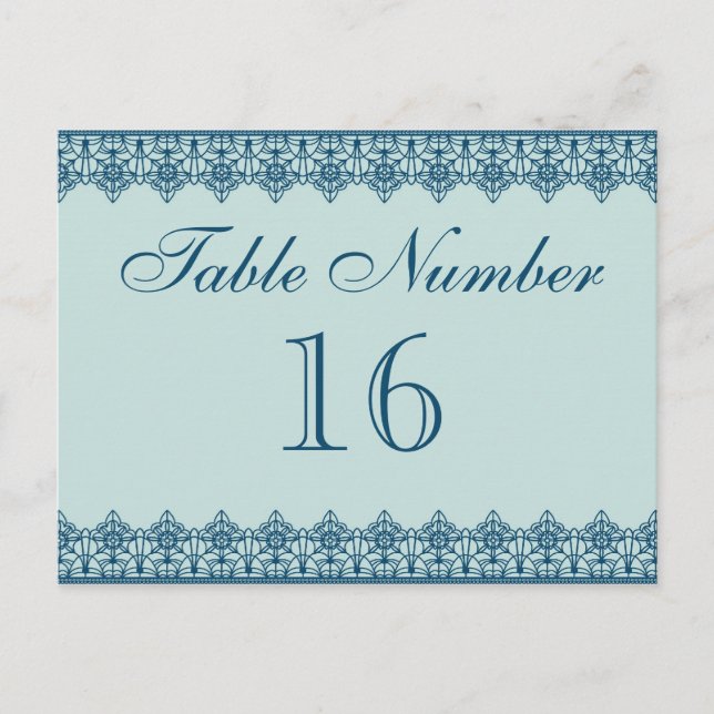 Vintage Blue Lace Table Number Cards (Front)
