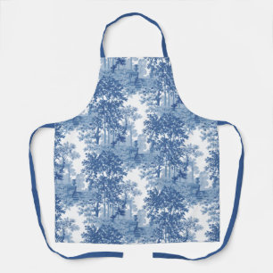 Vintage Blue Landscape Toile w/Urns and Columns Apron