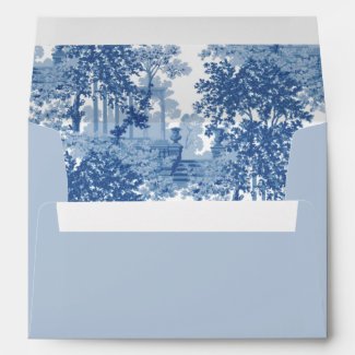 Vintage Blue Landscape Toile w/Urns and Columns  Envelope