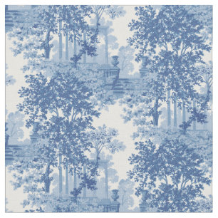 Vintage Blue Landscape Toile w/Urns and Columns  Fabric