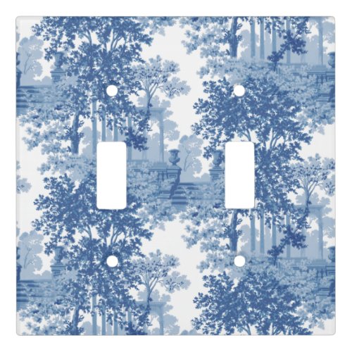 Vintage Blue Landscape Toile wUrns and Columns  Light Switch Cover