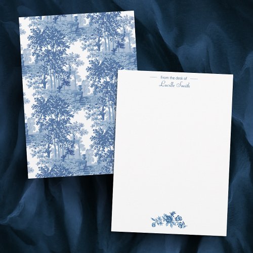 Vintage Blue Landscape Toile wUrns and Columns  Note Card