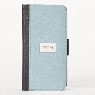 Vintage Blue Larkspur Flower Pattern Monogram iPhone XS Wallet Case