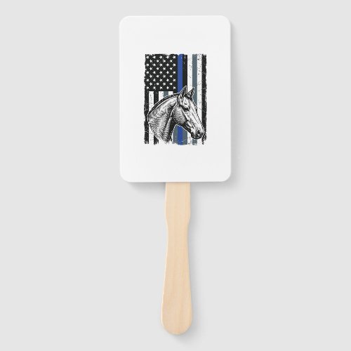 Vintage Blue Line Horse Flag Vector Design Hand Fan