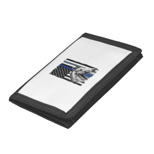 Vintage Blue Line Horse Flag Vector Design Trifold Wallet