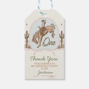 Vintage Blue Little Buckaroo Western 1st Birthday Gift Tags