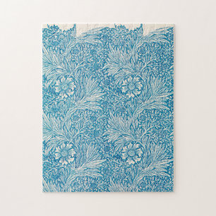 Vintage Blue Marigold Ornament Illustration Jigsaw Puzzle