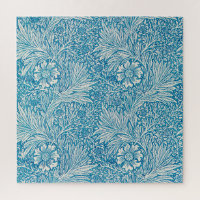 Vintage Blue Marigold Ornament Illustration