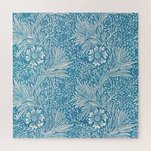 Vintage Blue Marigold Ornament Illustration Jigsaw Puzzle