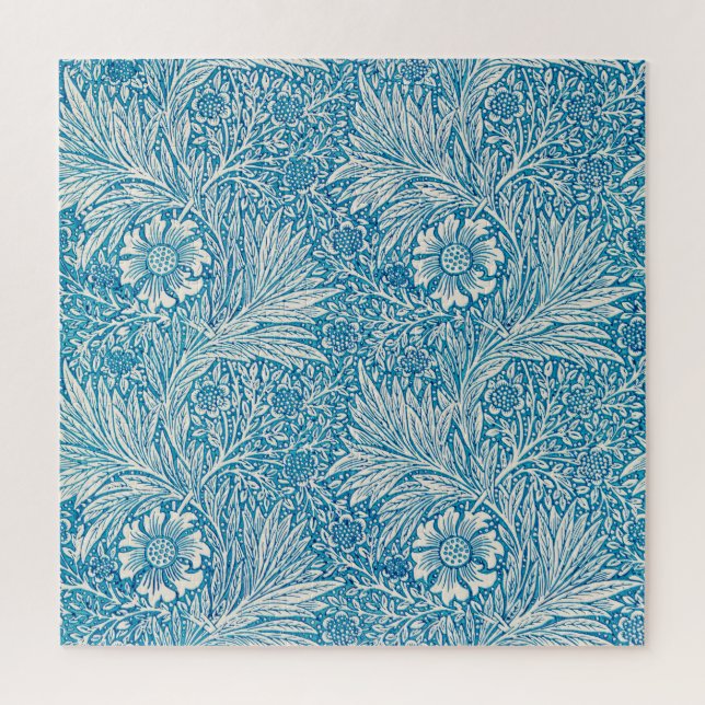 Vintage Blue Marigold Ornament Illustration Jigsaw Puzzle (Vertical)