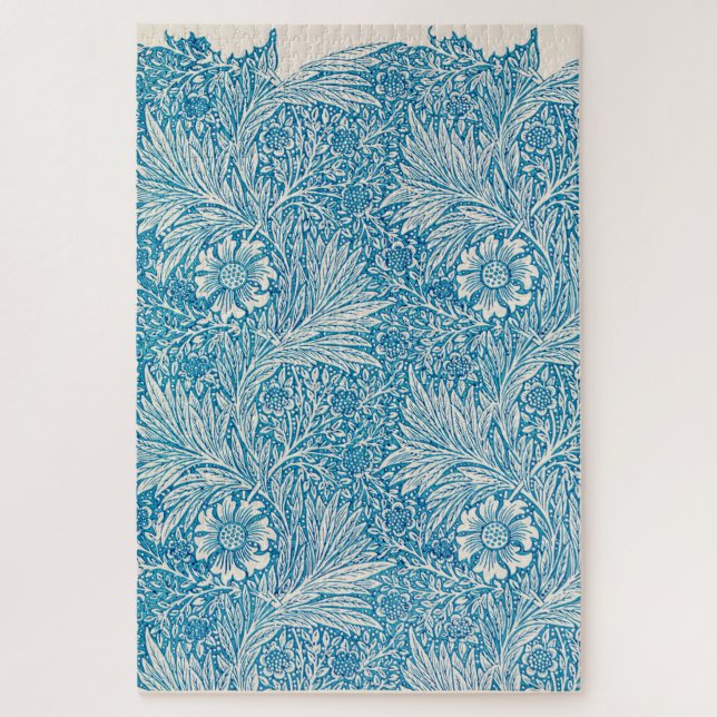 Vintage Blue Marigold Ornament Illustration Jigsaw Puzzle (Vertical)