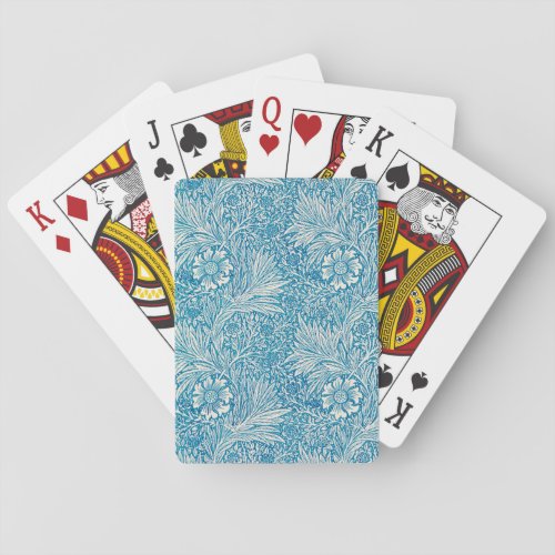 Vintage Blue Marigold Ornament Illustration Poker Cards