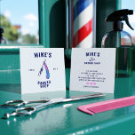 Vintage blue mens barbershop razor hair stylist square business card<br><div class="desc">Vintage blue mens barbershop razor hair stylist</div>