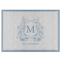 Vintage Blue Monogram Crest