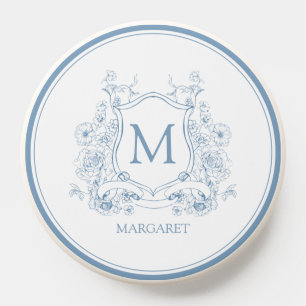 Vintage Blue Monogram Crest PopSocket