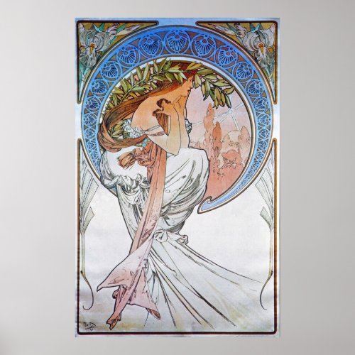 Vintage Blue Moon Goddess Poster