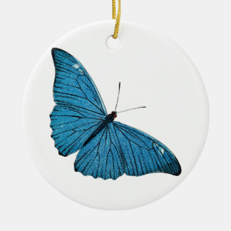 Vintage Blue Morpho Butterfly Customized Template Ceramic Ornament
