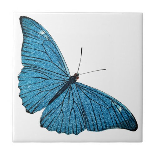 Vintage Blue Morpho Butterfly Customized Template Tile