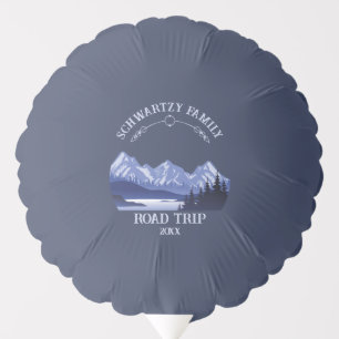 Vintage Blue Mountain Lake Sunset Balloon