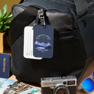 Vintage Blue Mountain Lake Sunset Luggage Tag