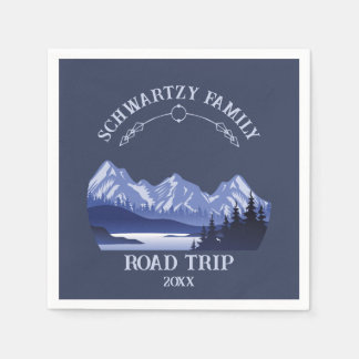 Vintage Blue Mountain Lake Sunset Napkins