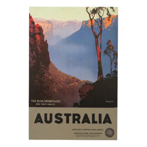 Vintage Blue Mountains Australia Travel Poster