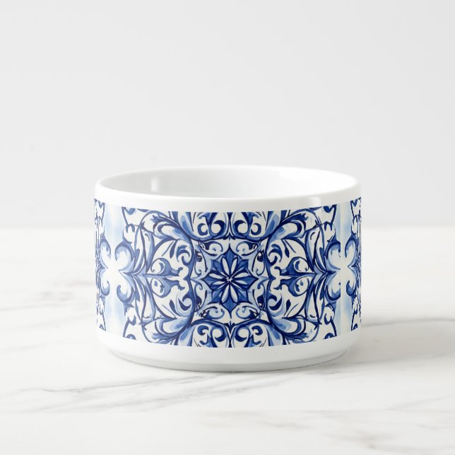 Vintage,Blue Mozaik Pattern Chilli Bowl  (Center)