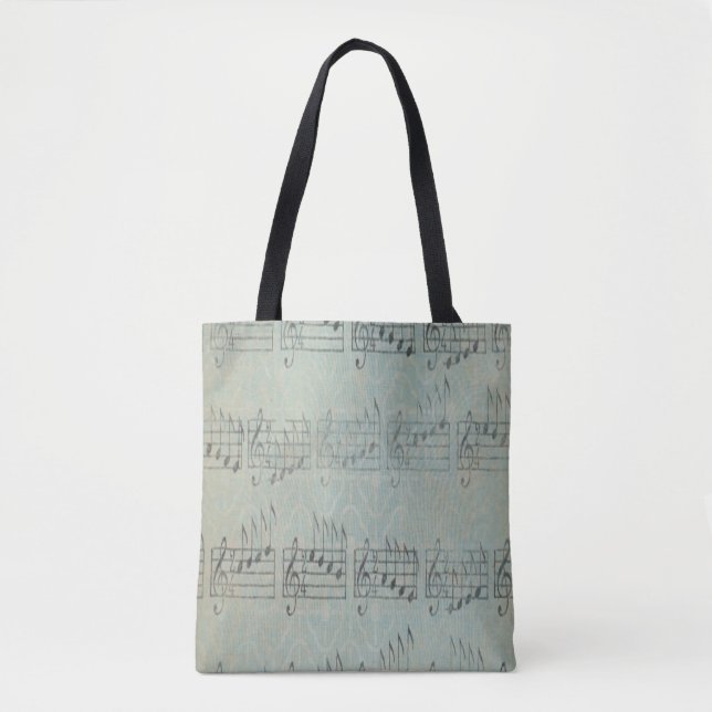 vintage blue music Note Pattern Musician  Tote Bag (Front)