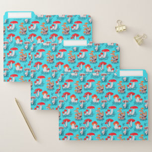 Vintage Blue Natural Forest Autumn Mushroom File Folder
