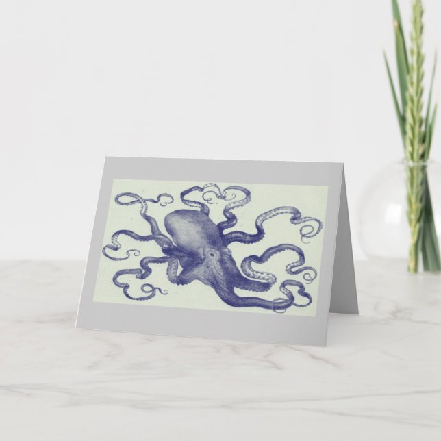 vintage blue octopus card (Front)