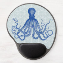 Vintage Blue Octopus with Anchors Gel Mouse Pad