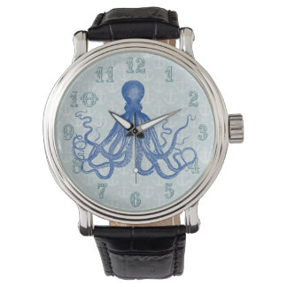 Vintage Blue Octopus with Anchors Watch