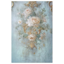 Vintage blue old painted wall white English roses  Tissue Paper