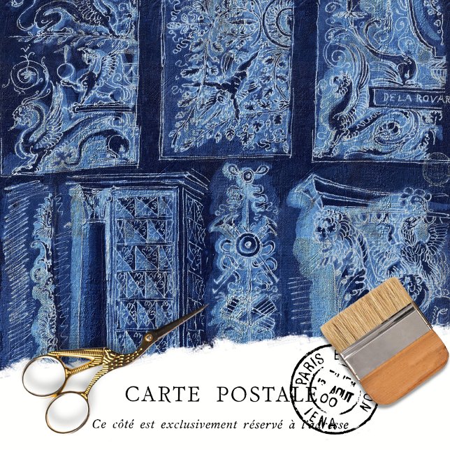 Vintage Blue Ornamental Architectural Design  Tissue Paper (Creator Uploaded)