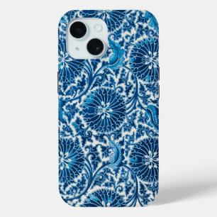 Vintage Blue Ornamental Floral Pattern iPhone 15 Case
