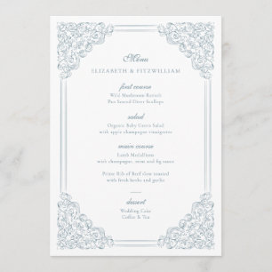 Vintage Blue Ornamental Frame Elegant Script  Menu
