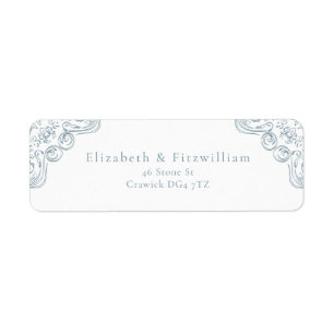 Vintage Blue Ornate Frame Bordered Address Label