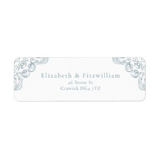 Vintage Blue Ornate Frame Bordered Address Label