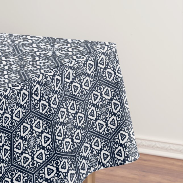 Vintage Blue Ottoman Turkish Tracery Graphic Tablecloth (In Situ)