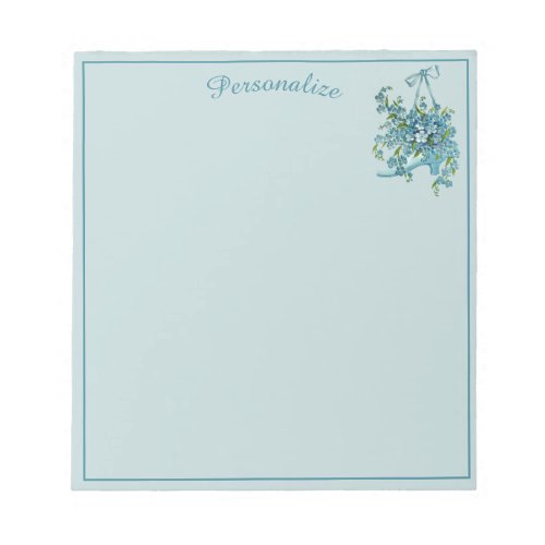 Vintage Blue Pansies in Victorian Shoe Personalize Notepad