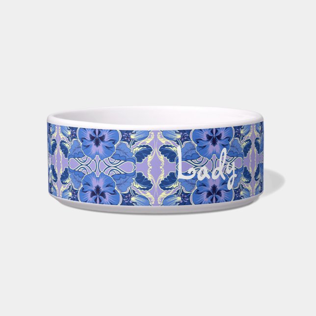 Vintage Blue Pansy Personalized  Bowl (Front)