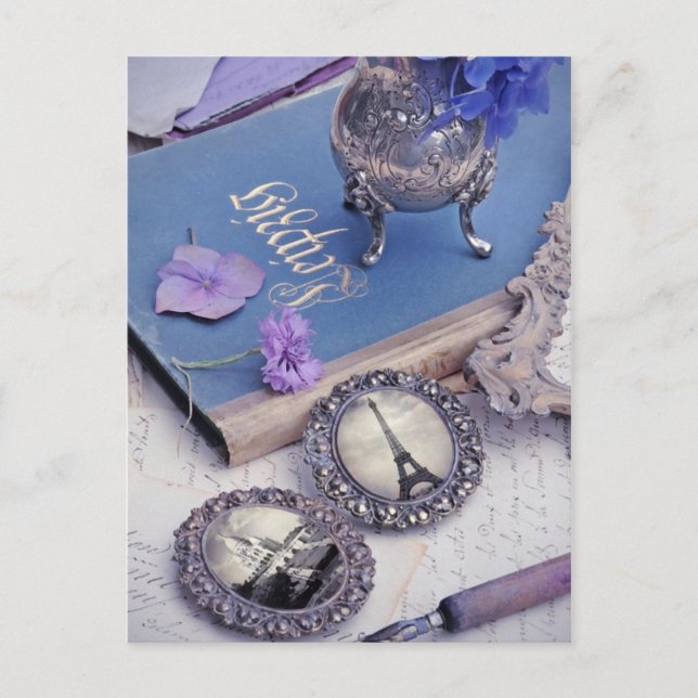 Vintage Blue Paris Photo Postcard (Front)