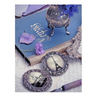 Vintage Blue Paris Photo Postcard